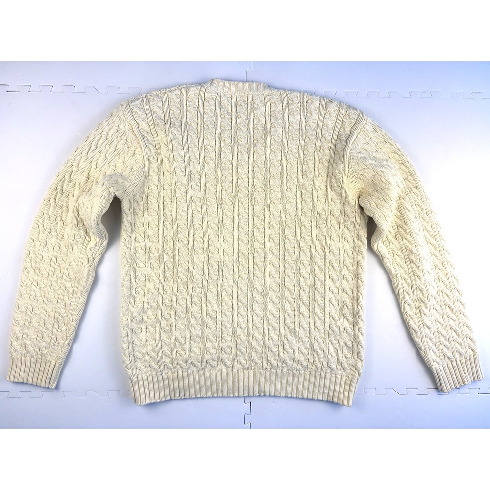 Vtg LAUREN RALPH LAUREN Sweater Womens Cable Knit Tennis-Sz M Butter Yellow - Picture 2 of 8